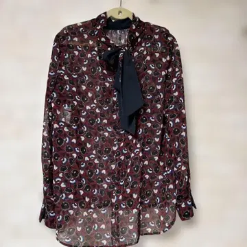 새상품급 아나이 팬지 프린트 스카프넥 블라우스