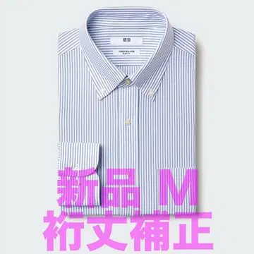 유니클로 슈퍼 논아이론 저지 슬림 셔츠 버튼다운 M 스트라이프