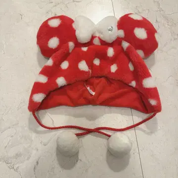 디즈니 리조트 미니 팬캡 도트 무늬 빨간색 화이트