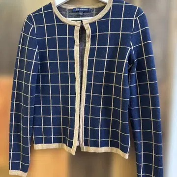 브룩스 브라더스 체크 무늬 긴팔 가디건 S