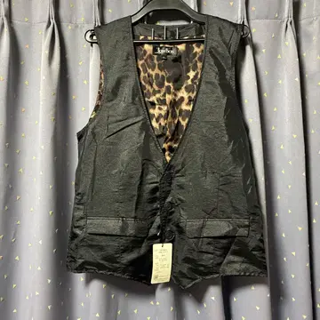 블랙 레오파드 무늬 안감 베스트 y2k 락