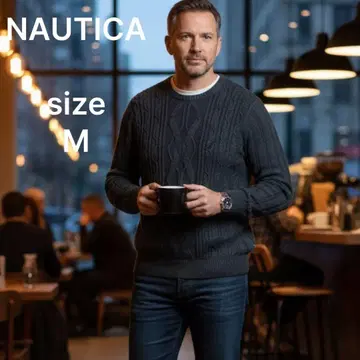 노티카 케이블 니트 코튼 니트 자수 로고 네이비 M 구제 의류