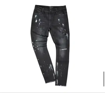 블랙 데님 팬츠 페인트 가공