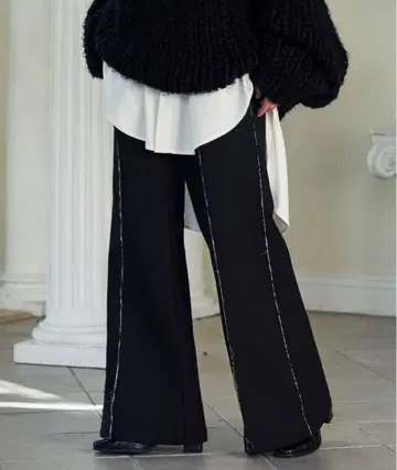 Seyto 데미지 라인 플레어 팬츠 블랙 사이즈 1