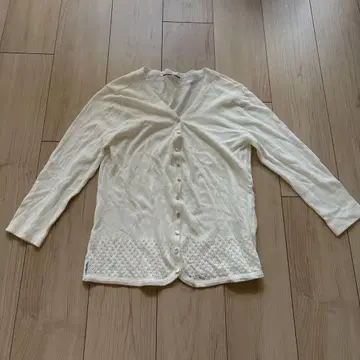 마드모아젤 논논 코튼 폴리에스테르 하트 레이스 긴팔 가디건