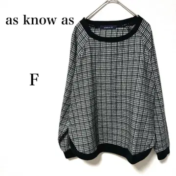 아즈노아즈 글렌체크 패턴 니트 FREE 블랙 라운드 풀오버