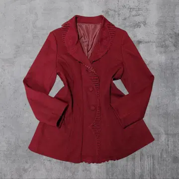 숏코트 꽃 레이스 빨간색 울 100% 레트로 빈티지