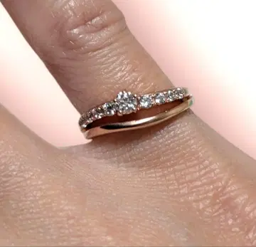 3호 핑크 골드 스톤 장식 반지 핑키 새끼손가락 925 각인 있음