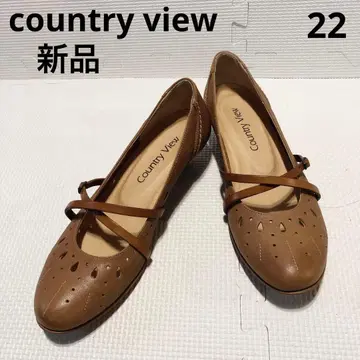 새상품 country view 가죽 펌프스 브라운 일본제 22cm