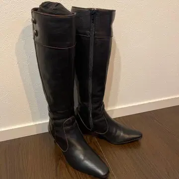 elegance 히미코 가죽 롱 부츠 블랙