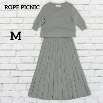 로페피크닉 썸머 니트 플리츠 원피스 톤 다운 그린 [ M ]