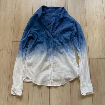 프랭크앤아이린 그라데이션 긴팔 셔츠 블루 화이트 XS