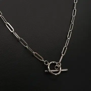 실버 체인 목걸이 토글 심플 롱