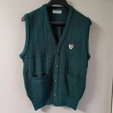 Munsingwear 그린 뜨개질 베스트 사이즈 L
