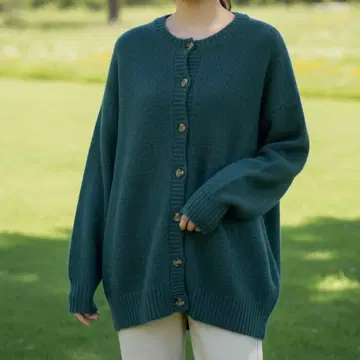 클래식 엘프 루즈핏 니트 가디건 오버사이즈 M 사이즈 그린