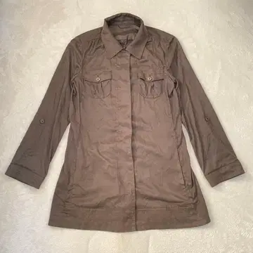 KT 키요코 타카세 셔츠 긴팔 벨로아풍 가슴 포켓 브라운 9호