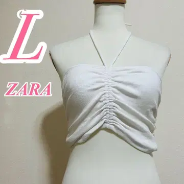 ZARA 자라 화이트 베어탑 L 홀터넥 캐주얼