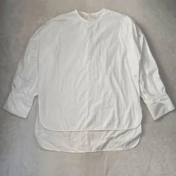 HER. 하 개더 블라우스 심플 코튼 100% 화이트 프리