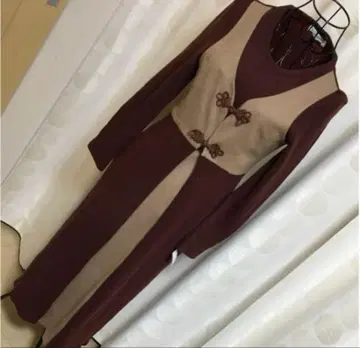 빈티지 택 포함 미사용 차이나풍 롱 원피스 구제 의류