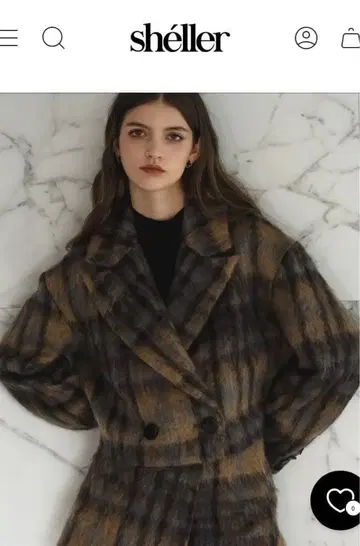 새상품급 sheller 셰리에 Mohair 체크 short coat