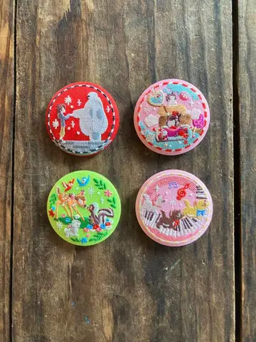 디즈니 자수 캔뱃지 4개 세트