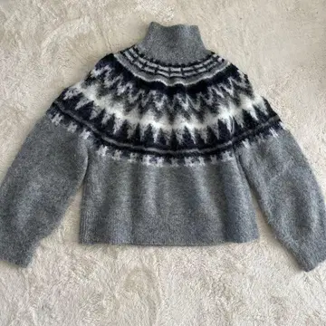 새상품급 알파카 노르딕 페어아일 Mila Owen 샤기 모헤어 니트