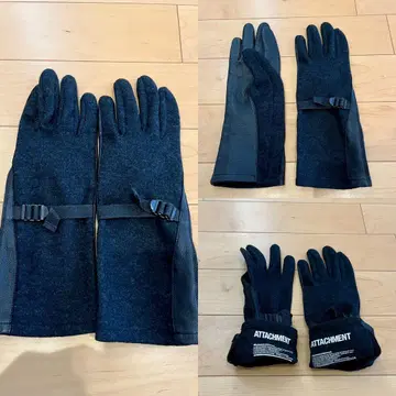 미사용품 [ ATTACHMENT ] 울 x 가죽 콤비네이션 그로브