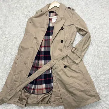 매킨토시 트렌치코트 M 라이너 체크 롱 기장 가죽