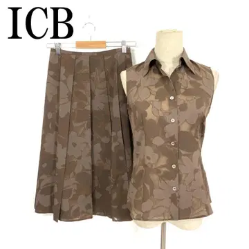 LA8141 아이씨비 스커트 셋업 면 슬리브리스 브라운 4