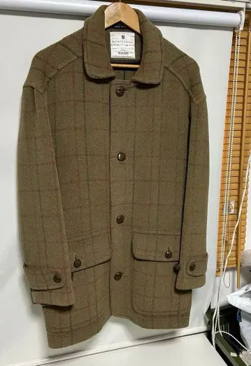 영국제 MONTGOMERY 체크 무늬 울 코트 L vintege