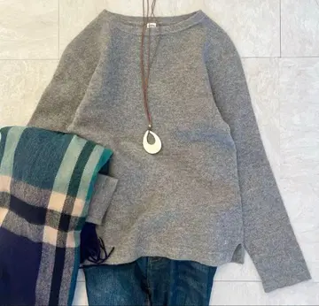 45R 울 크루넥 니트 풀오버 현행 택 그레이 긴팔