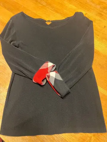 블루 레이블 니트 소매 체크 7부 소매