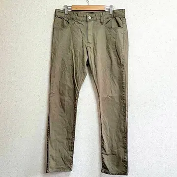 브라우니 스탠다드 치노 팬츠 면 혼방 카키 L 하의 앵클 기장