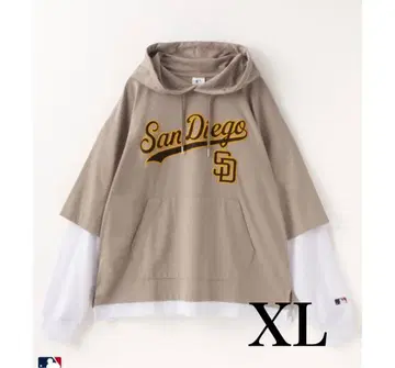 새상품 MLB 페이크 레이어드 후드티 남성용 그레이지 XL 파드레스