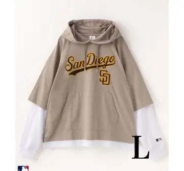 새상품 MLB 페이크 레이어드 후드티 남성용 그레이지 L 파드레스
