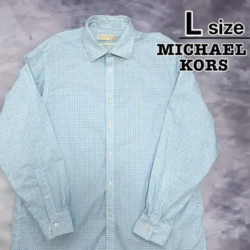 MICHAEL KORS 긴팔 셔츠 L 라이트 블루 스카이블루 화이트 체크