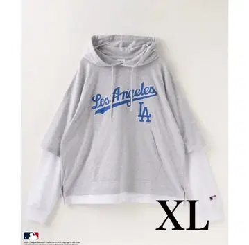 새상품 MLB 페이크 레이어드 후드티 남성용 그레이 XL 다저스