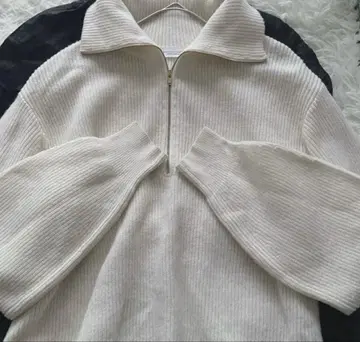 울 니트 스웨터 하프 지퍼 넥