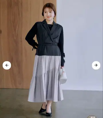 COHINA 베스트 티어드 도킹 원피스 regular 네이비