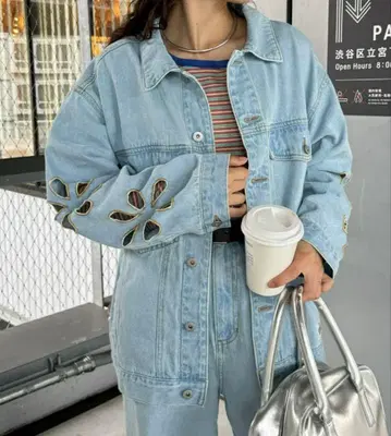 새상품 HELLO.SANFRANCISCO 플라워컷 데님 자켓