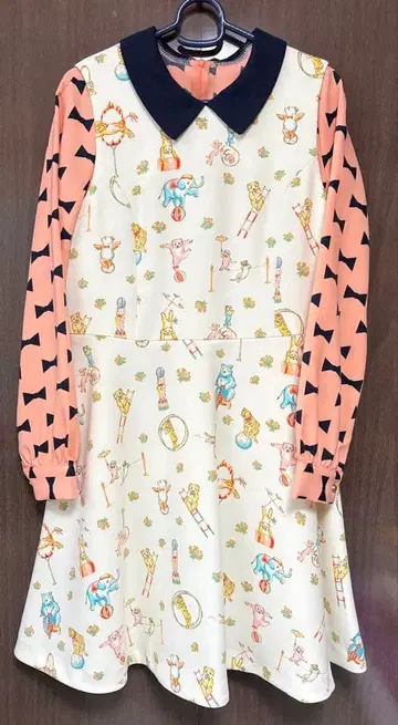 프랑슈리페 서커스 패턴 오버롤 스커트 리본 무늬 블라우스