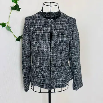 Vis color your closet 트위드 라메 노카라 자켓