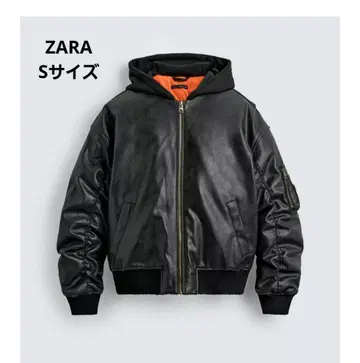 자라 대비 후드 부착 인조 가죽 자켓 S