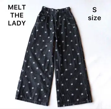 MELT THE LADY 블랙 자수 와이드 팬츠 S 사이즈