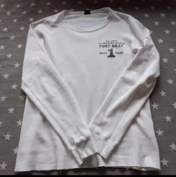 아비렉스 화이트 긴팔 티셔츠 M 사이즈 프린트 포함