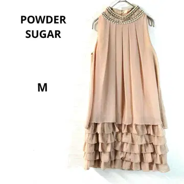 파우더 슈가 플레어 드레스 비즈 장식 결혼식 2차 모임 경사 M