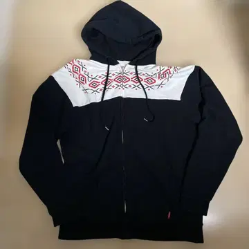 일본제 CLUCT WORKS 풀 집업 눈꽃 패턴 후드 맨투맨 빈티지