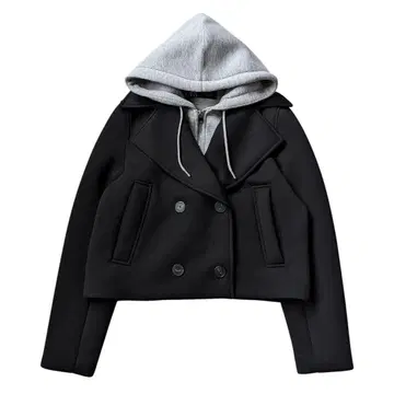 ZARA 자라 후드 레이어 크롭 자켓 블랙 그레이 S