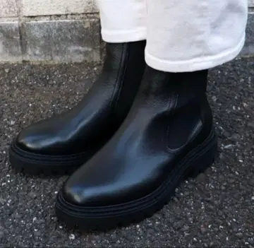 [ 시착만 함 ] EVOL 천연 가죽 트랙 밑창 부츠 24.0 블랙