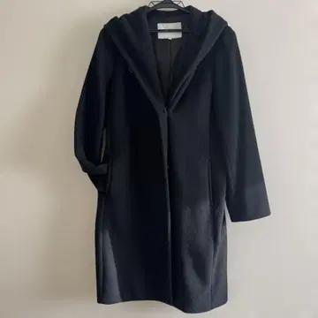 언타이틀 UNTITLED 후드 부착 블랙 울 롱 코트 2